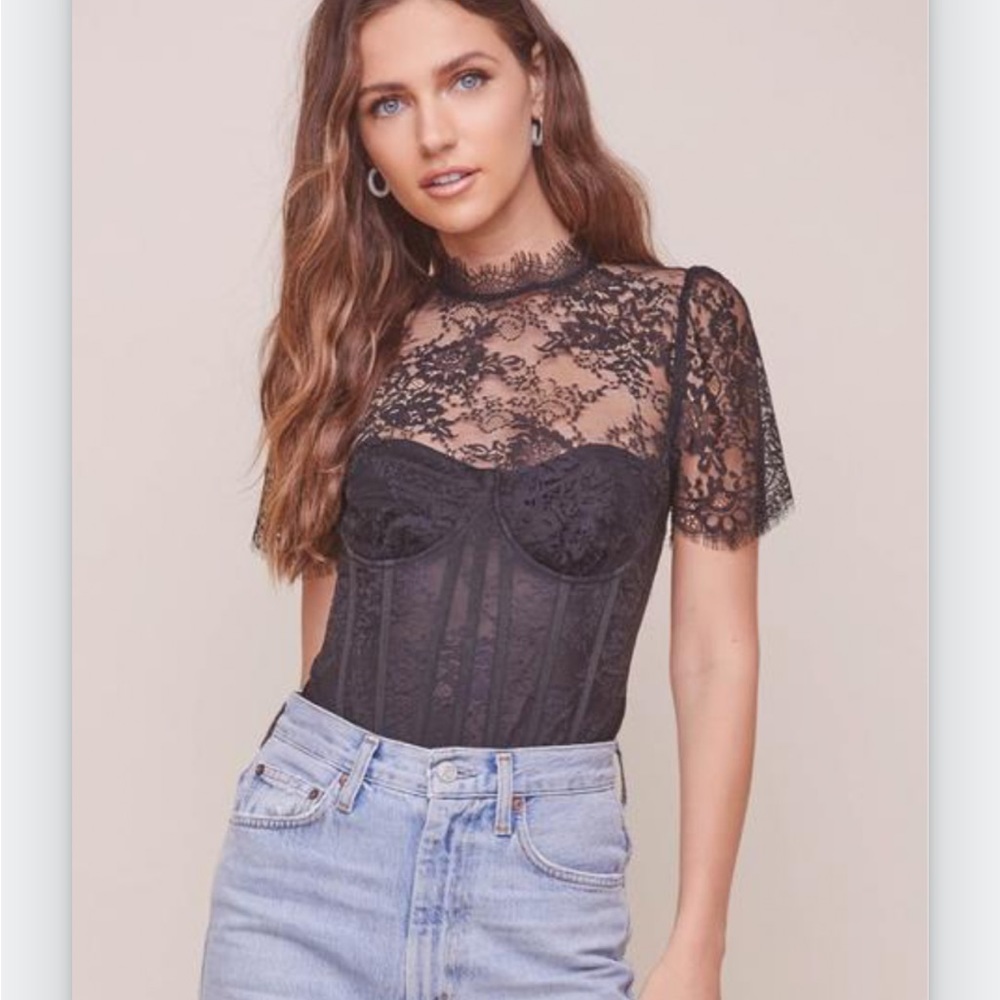 COPY - ASTR lace bodysuit in black